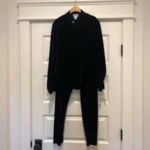 Chico’s Design Black Velour Jacket and Pant Set